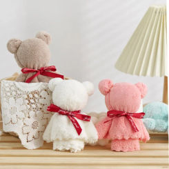 1PC Cartoon Cute Coral Velvet Bear Square Towel Cute Bear Doll Baby Towel Soft Water Bath Face Hand Towel Wedding Gifts