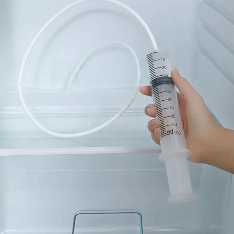 Description Picture 5 of item5Pcs/set Clean Brush Anti Clogging Kit Refrigerator Drain Wash Brush Suction Syringe Hose Fridge Drain Hole Cleaner Stick