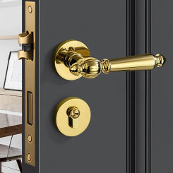 Golden Light Luxury Split Security Door Lock High-grade Zinc Alloy Mute Bedroom Door Lock Indoor Double-sided Handle Lockset
