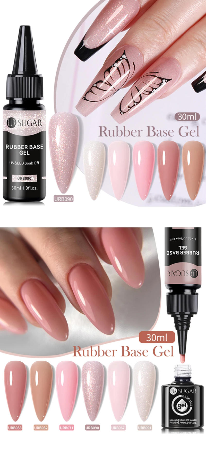 Description Picture 5 of itemUR SUGAR 30ml Refilled Rubber Base Gel Big Capacity Crystal Nude Pink Clear Soak Off UV LED Nail Art Varnish Constructed Gel