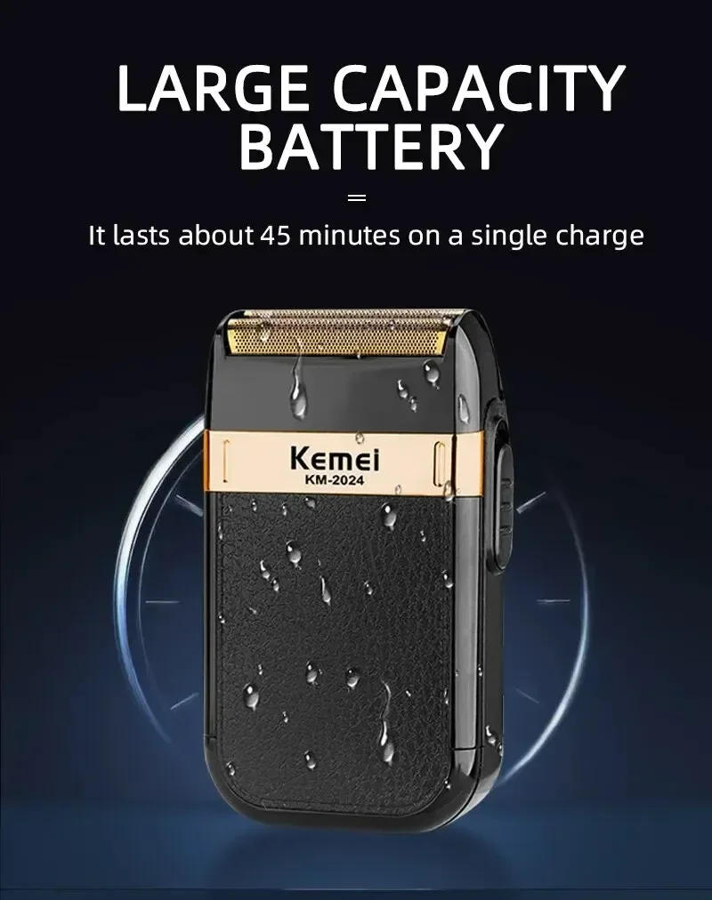 Description Picture 6 of itemKemei Electric Shaver for Men Twin Blade Waterproof Reciprocating Cordless Razor USB Rechargeable Shaving Barber Trimmer