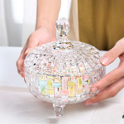 European-style Glass Candy Jar Crystal Color Dried Fruit Storage Home Living Room Decoration Ornaments