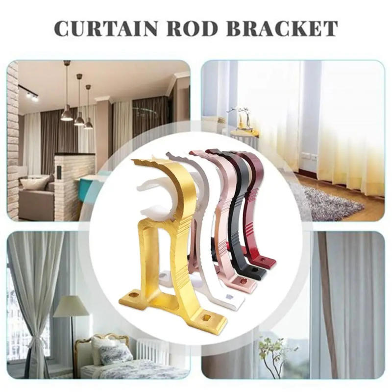 Description Picture 6 of itemAluminum Alloy Single Hang Curtain Rod Bracket Curtain Hanger Hook Rod Support Clamp Crossbar Fixing Clip Wall Holder Rails Rack