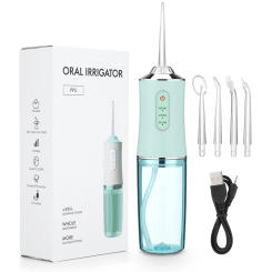 Portable Oral Irrigator Dental Water Flosser USB Water Jet Floss 4 Jet Tip 220ml 3 Modes IPX7 1400rpm Mouth Washing Machine