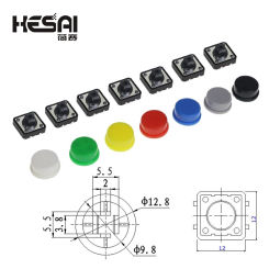 Tactile Push Button Switch Momentary 12*12*7.3MM Micro Switch Button + 5 Colors Tact Cap For DIY Kit