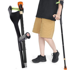 Foldable Forearm Crutches for Walking Adjustable Crutch with Anti-Drop Cuff Adult Elbow Crutch Walking Stick