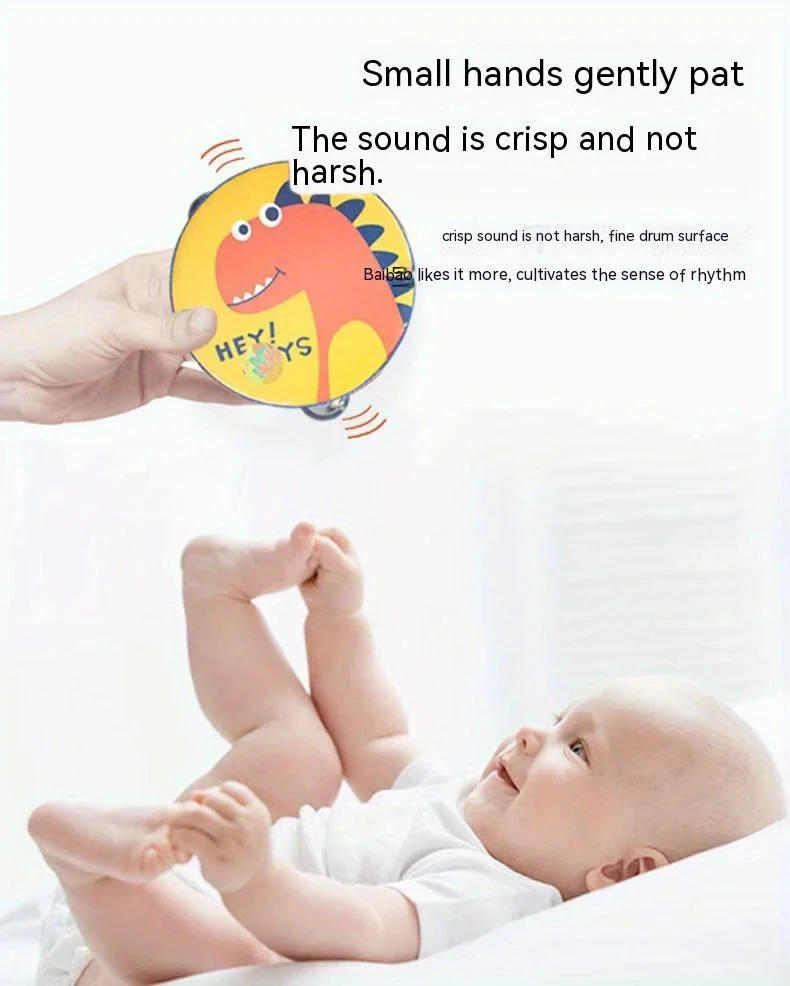 Description Picture 6 of itemWooden Bell Toys, Preschool Education Cute Cartoon Hand Clapping, Drum Shaking, Tambourine Percussion Instrument