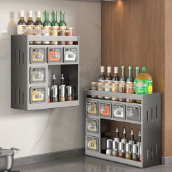 3 Tier Shelf No Drill Removable Steel Iron Shelf Wall Spice Rack Kitchen Organizer Household Items Spice Jars Hanging Organizers