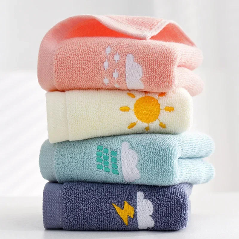 Description Picture 2 of item1PC Children Towels Baby Face Towel Soft Embroidered Weather Cotton Bath Towels for Newborn Kids Handkerchief Shower Washcloth