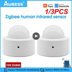 1/3PCS Zigbee3.0 Tuya Smart Body Movement Detector Mini PIR Motion Sensor Wireless Human Body Sensor Works With Tuya