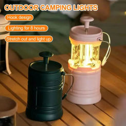 Multifunctional Camping Atmosphere Light With Hook Hand Pull Off Design Outdoor Waterproof Emergency Flashlight