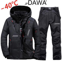 Fishing Warm Winter Ski Suit Men's Windproof Skiing White Goose Down Suit and Vest Long Pants Set Snow Clothing Snowboard Suit