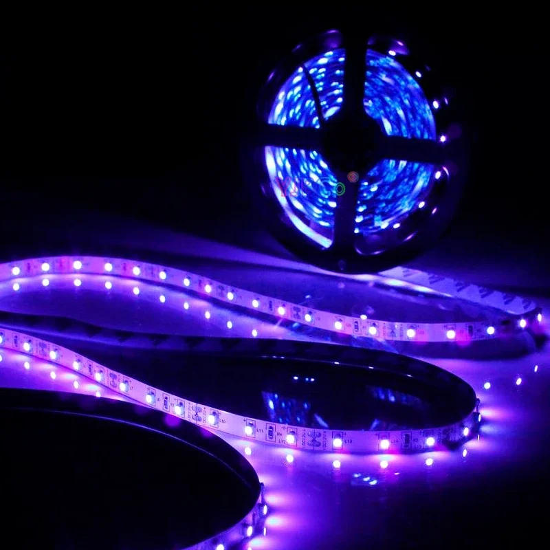 Description Picture 6 of item12V 5M 385nm UV Ultraviolet LED Strip 60led/m 120led/m SMD 5050 2835 Purple Light Bar DJ Fluorescence party lamp tape IP20