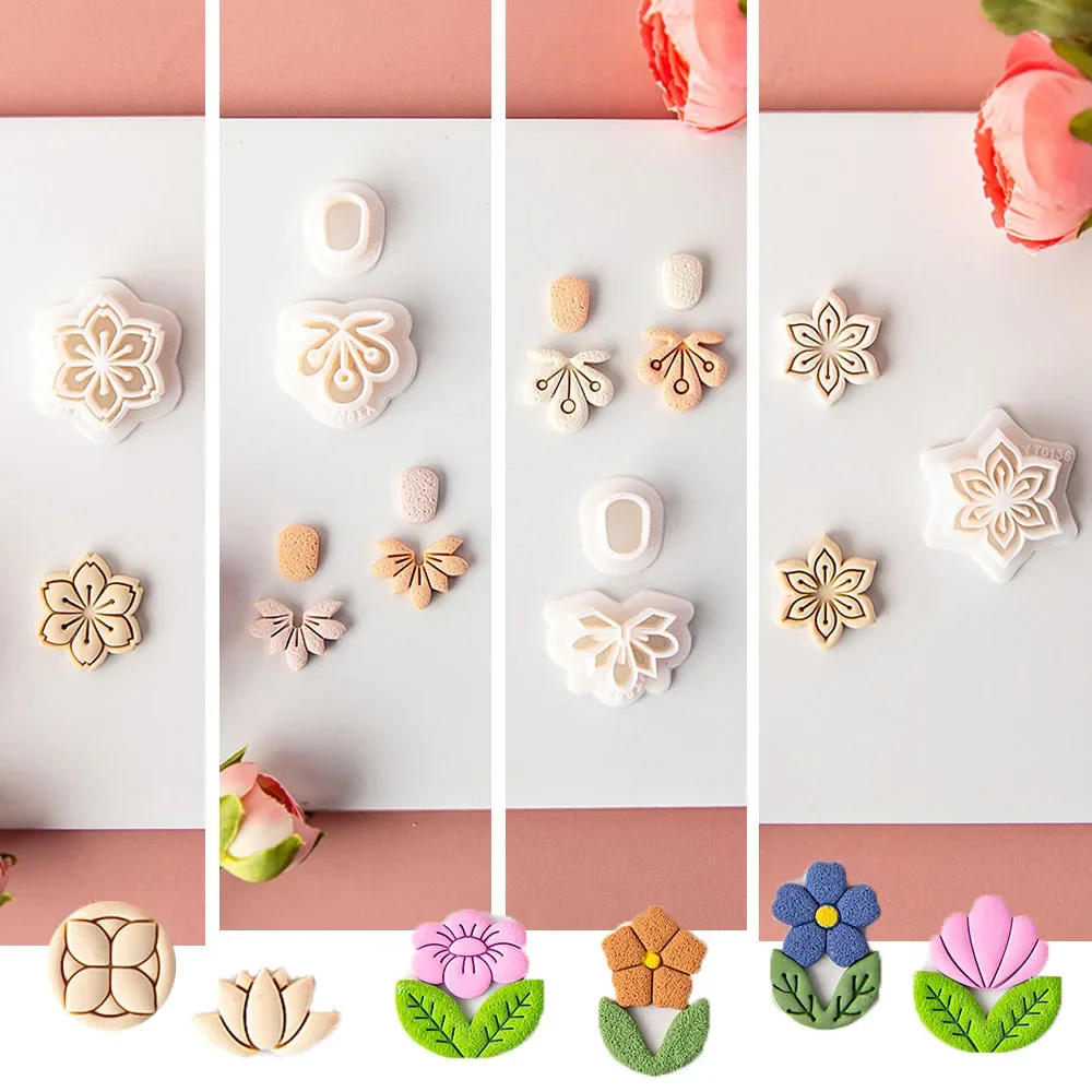 Description Picture 2 of itemCartoon Mini Flower Soft Pottery Ceramic Clay Molds Flower Petal Shaped Clay Cutters for Jewelry Earrings Pendant Handmade Tools
