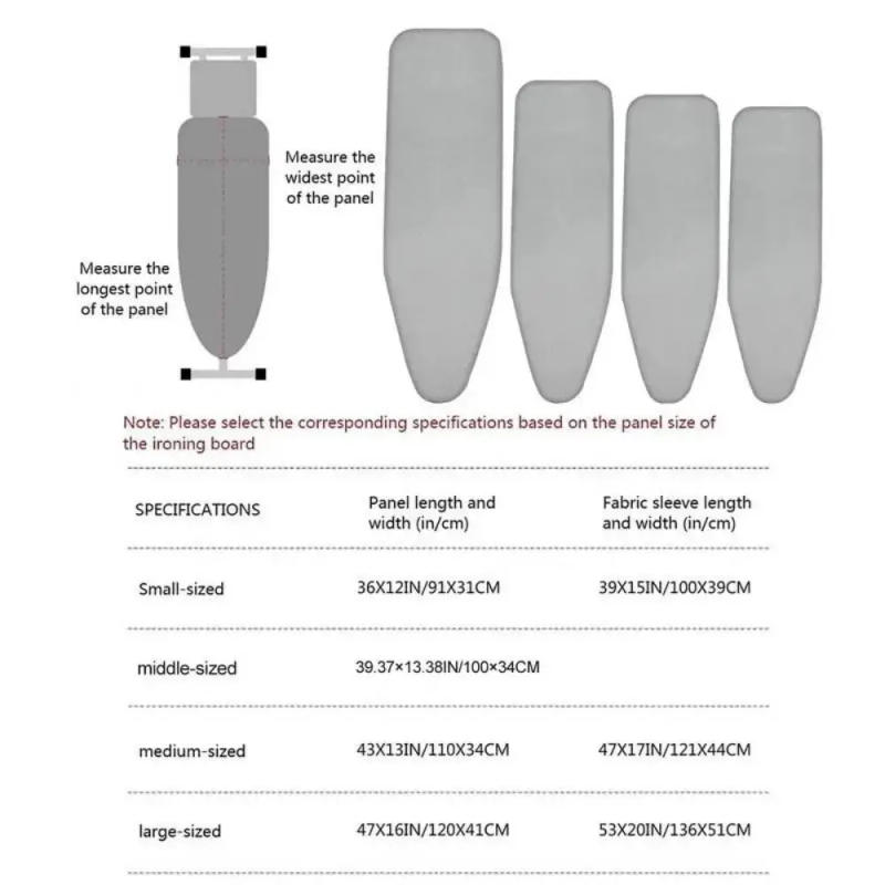 Description Picture 4 of itemIroning Board Cover With Elastic Edge Stain Resistant Scorching Iron Thick Cotton Padding Heat Shield Cover For Ironing Table