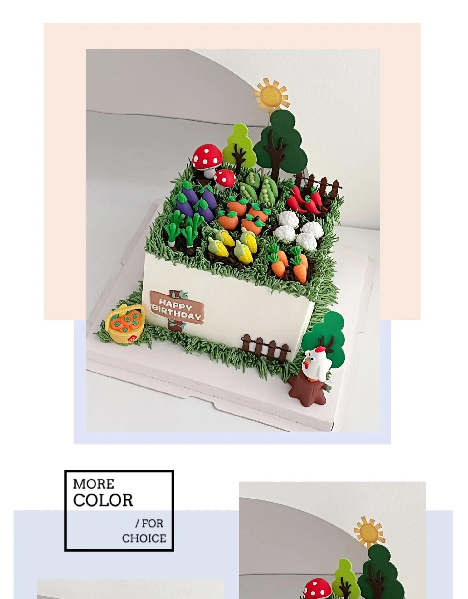 Description Picture 2 of itemCake Topper Pastoral Farm Life Lovely Small Vegetable Corn Carrot Mushroom Tree Kids Birthday Happy Party Cake Decoration
