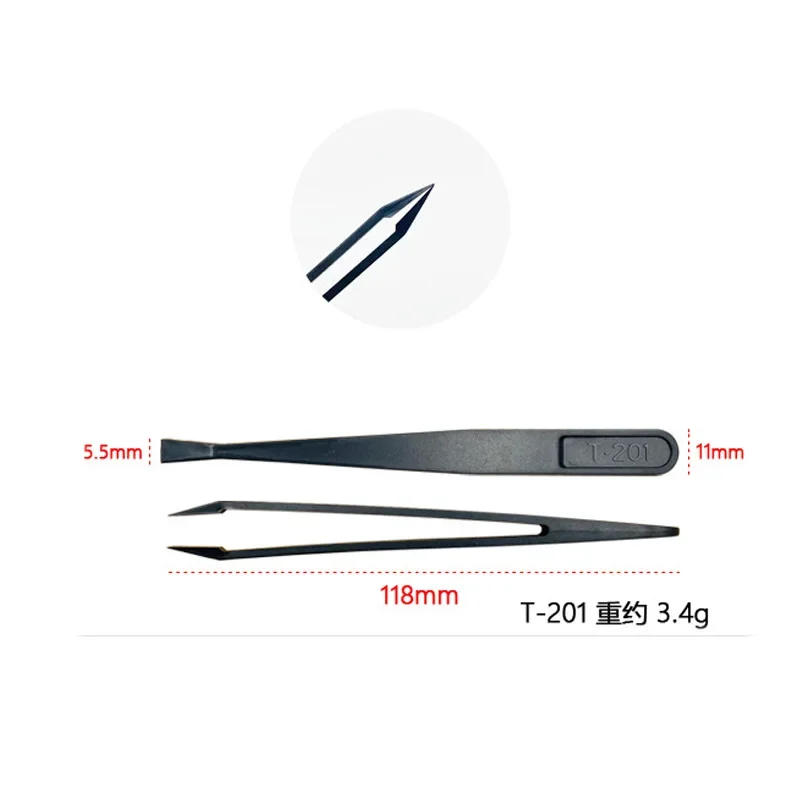 Description Picture 4 of itemAnti-static Tweezers Plastic Carbon Fiber Rigid Industrial Tweezers DIY Nail Beauty Industry Precision Instrument Clip Soldering