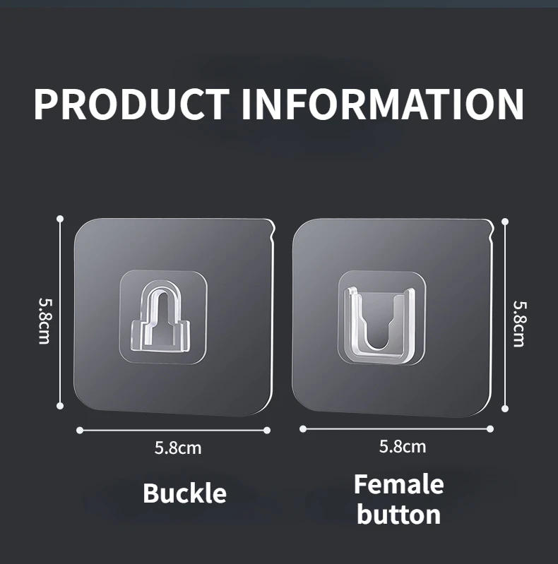 Description Picture 3 of itemDouble Sided Adhesive Wall Hooks Wall Hanger Transparent Suction Cup Sucker Hook Double-Sided Multi-Purpose Hook Key Hanger Hook