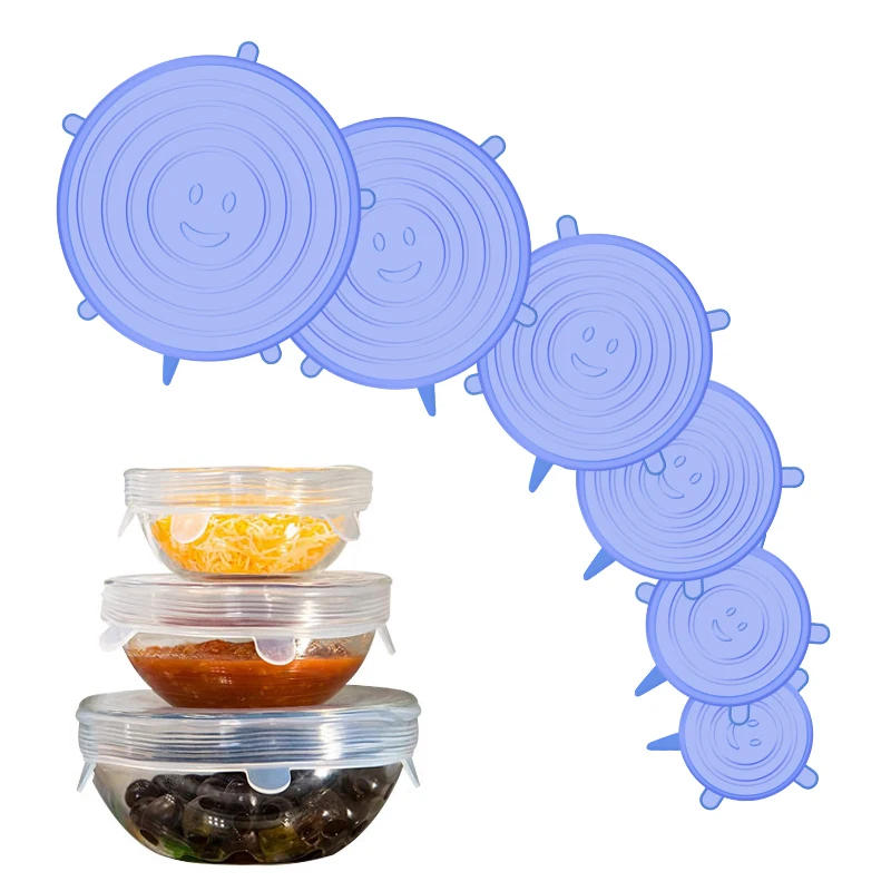 Description Picture 3 of item6PCS Silicone Fresh-keeping Cover Reusable Stretch Canning Lids Refrigerator Microwave Airtight Plastic Wrap Kitchen Accessories