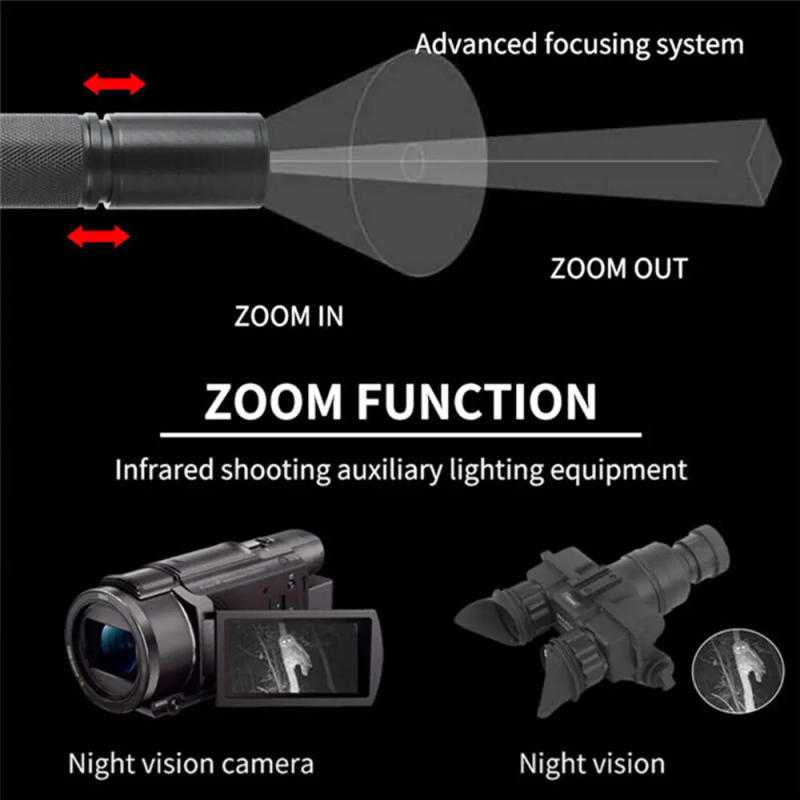 Description Picture 6 of item850nm/940nm Infrared Flashlight Adjustable Focus Zoomable IR Hunting Torch Infrared Radiation Weapon Light Night Vision Devices