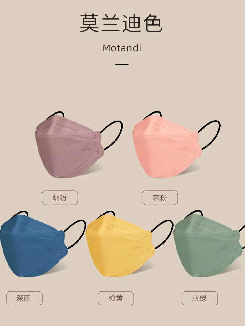 Description Picture 4 of item100 PCS KN95 face mask fish shaped four layer color mask with independent packaging 2-layer meltblown fabric for anti droplet