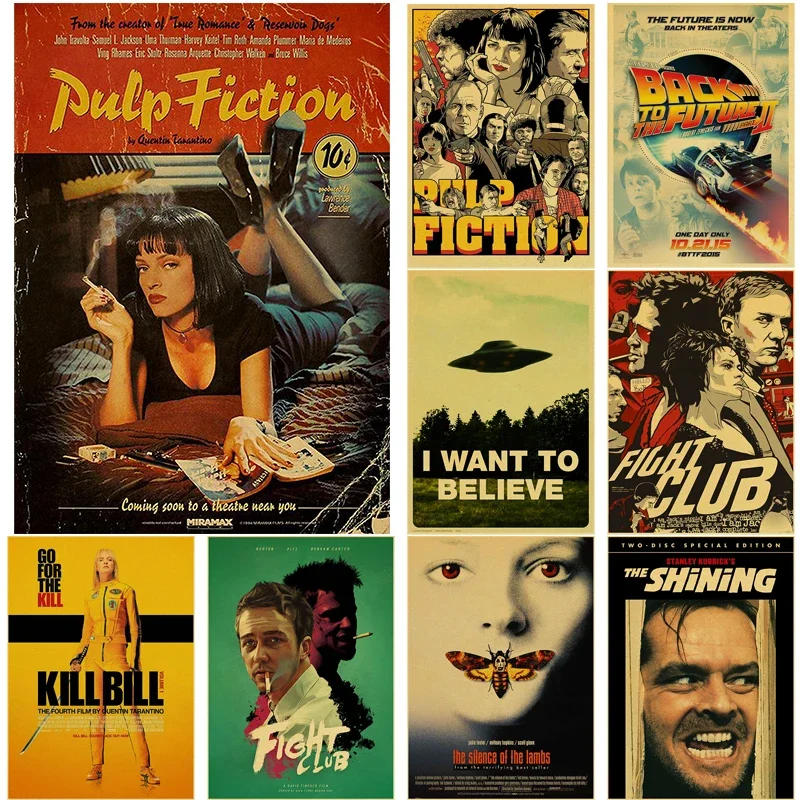 Description Picture 2 of itemClassic Movie Posters Old Film Pulp Fiction Back To The Future Kill Bill Retro Kraft Paper Vintage Room Decor Art Wall Painting