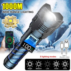 LED Digital Display Flashlight Super Bright Double Open Outside Telescopic Flashlights