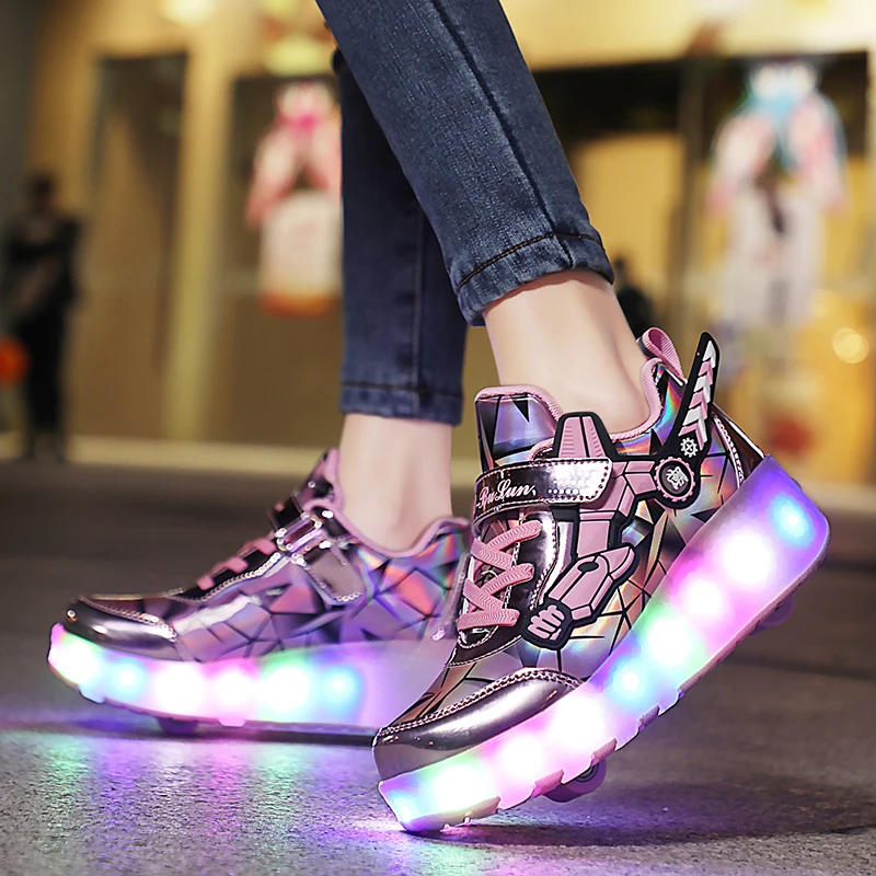 Description Picture 6 of itemChildren's Skate Shoes with LED Lights Roller Skates USB Charging Luxury Designer Sports Casual Training Sneakers for Kids