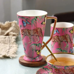 Jungle Animals Bone China Mugs Teacup Saucer Tea Pot Milk Tea Mug Coffee Mug Coffeeware Afternoon Tea Cup Office Cups Kitchen