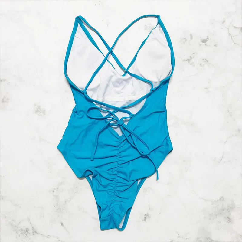 Description Picture 4 of itemSexy Female Swimsuit With Chest Pad 1-Piece Swimwear Women Monokini Bandage Swimming Suit S-3XL Pink Black Push Up Bathing Suits