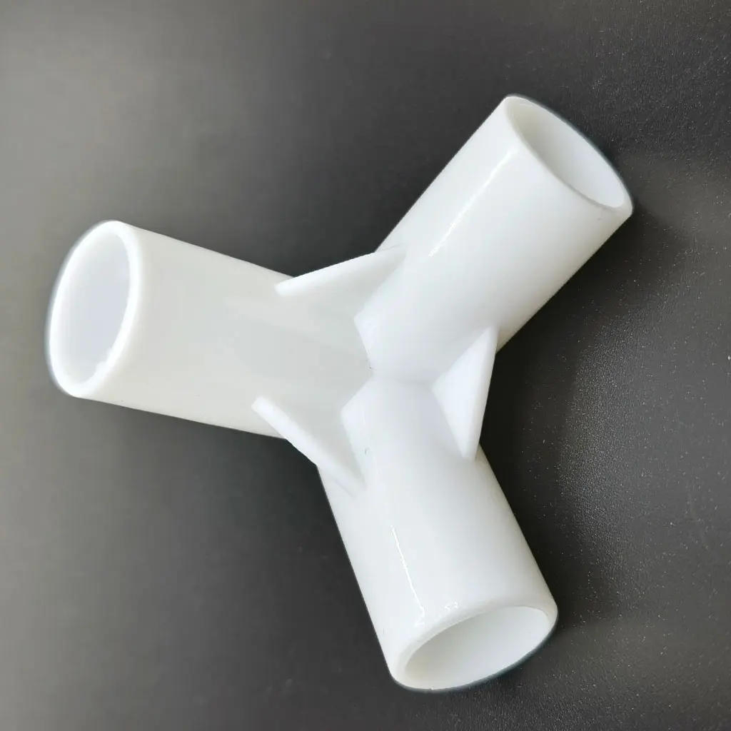 Description Picture 3 of item3 way White PVC Tent Feet Corner Center Connector Pipe PVC Straight Elbow Tee Connector Plastic Joint DIY Wardrobe Tent Fittings