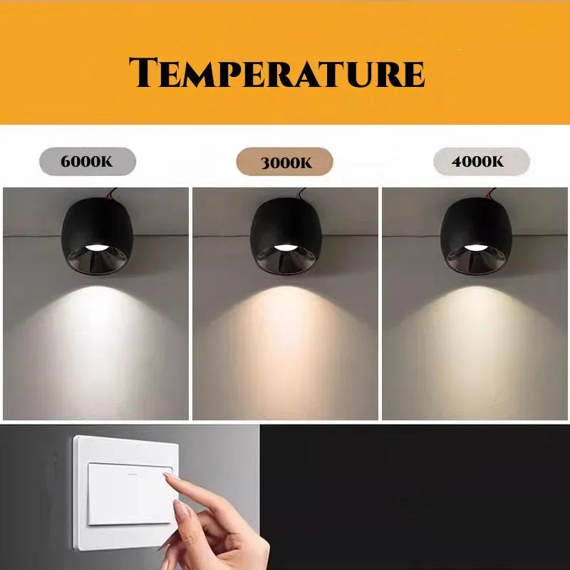 Description Picture 5 of itemDimmable LED spotlight ceiling light 9W 12W 15W surface mounted spotlight LED downlight background wall lighting AC85-265V