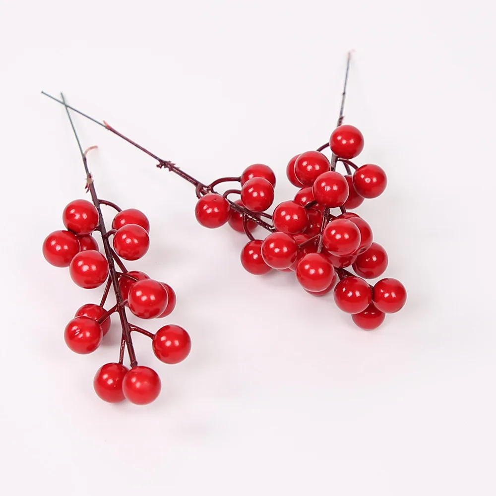 Description Picture 5 of item1-10pcs Christmas Simulation Berry 14 Berries  Artificial Flower Fruit Cherry Plants Home Christmas Party Decoration DIY Gift