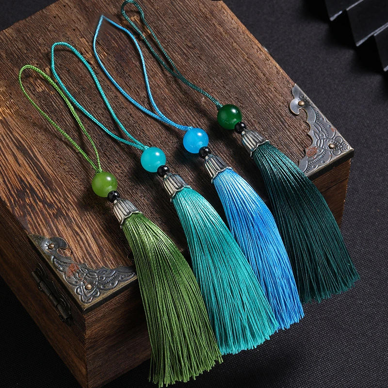 Description Picture 4 of item10Pcs Tassels Silky Handmade Soft Tassels Jade Bead Tassels DIY Craft Jewelry Car Key Chain Decor Pendants Smooth Fringe Trim