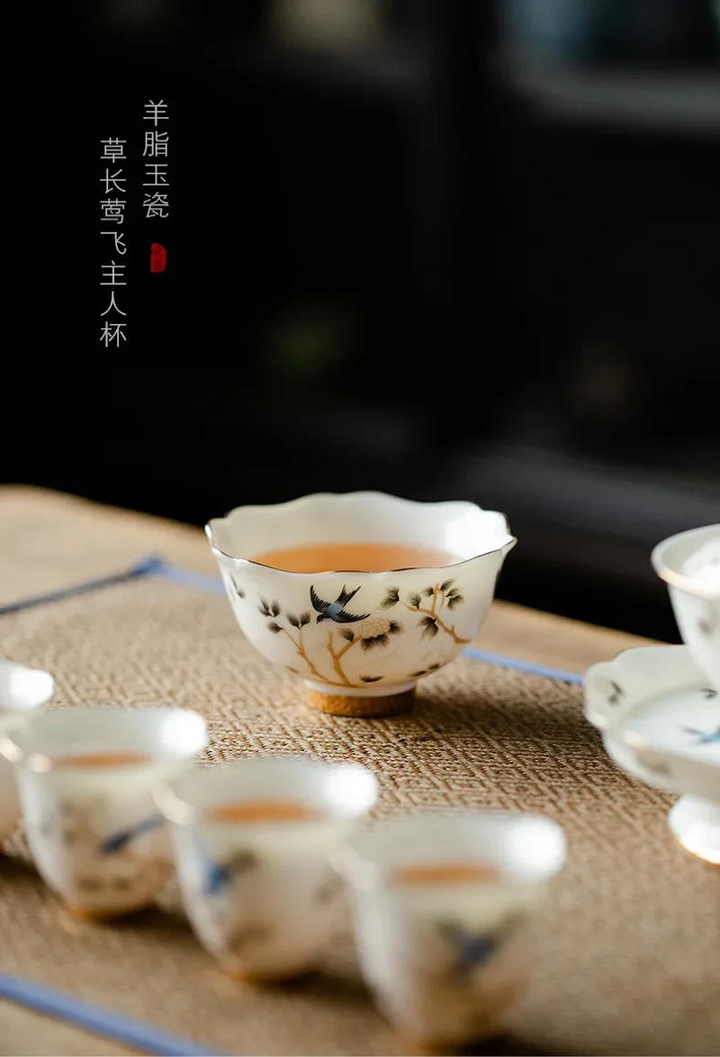 Description Picture 2 of itemPersonal High-end Tea Cup Household Ceramic Kung Fu Set Dehua Mutton Fat Jade White Porcelain Master Teaware Kitchen Dining Bar