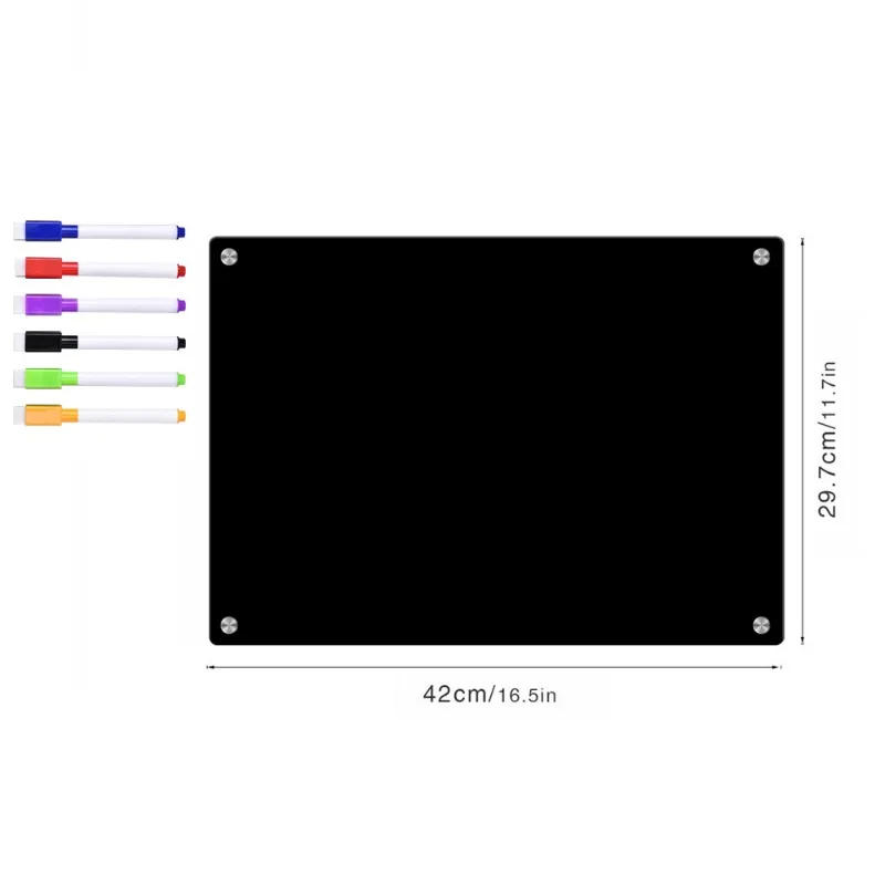 Description Picture 3 of itemFridge Sticker Calendar Board Magnetic Reusable Weekly Planner Transparent Dry Erase Message Writing Board Black Surface Magnets