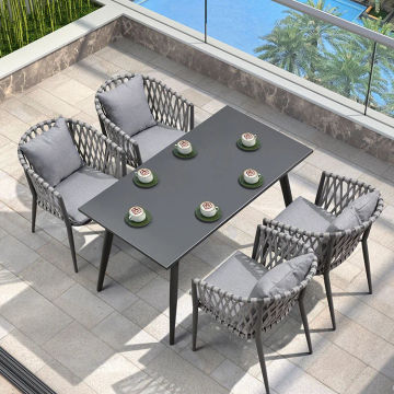 Outdoor tables and chairs terrace outdoor open-air garden rope braided villa courtyard Nordic simple balcony leisure tables and