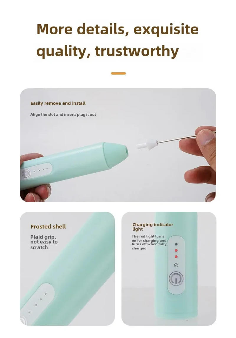 Description Picture 3 of itemMINI Wireless Milk Frother Electric Handheld Blender Electrical Mini Coffee Maker Whisk Mixer with USB for Cappuccino Cream