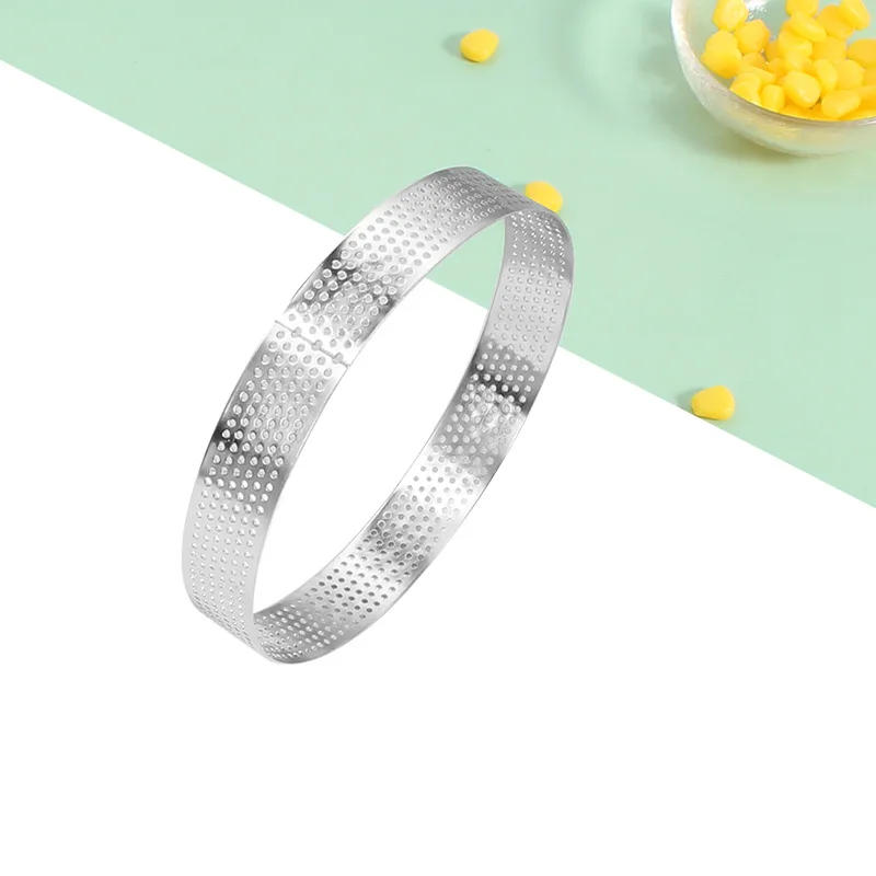 Description Picture 6 of itemStainless Steel Mousse Cake Mold Heat-Resistant Perforated Round Tart Ring Cookies Pastry Circle Cutter Mold Baking Tools