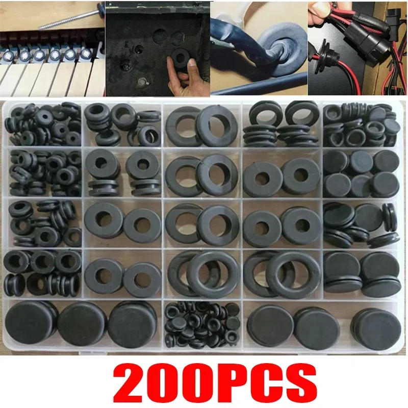 Description Picture 6 of itemELECTRAPICK 200pcs Black Rubber Washer Seals O Ring Gasket Grommet  Electrical Gasket Seals Tools Set Assortment Kit
