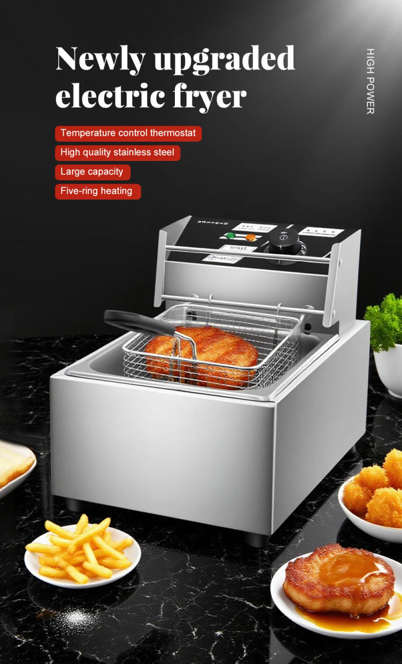 Description Picture 2 of itemElectric Oil Fryer Pot Large Capacity Stainless Steel Electric Fryer for Fried Skewers Dough Sticks and Chicken Wings