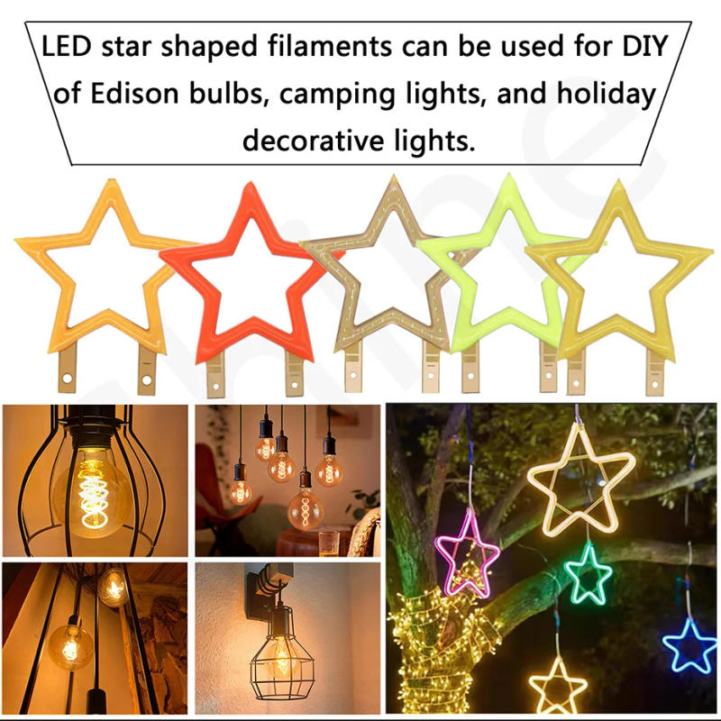 Description Picture 5 of item3V LED COB Edison LED Filament Star Shape Candle Diode Christmas Holiday Party Love Letter Decoration Light DIY Bulb Accessories