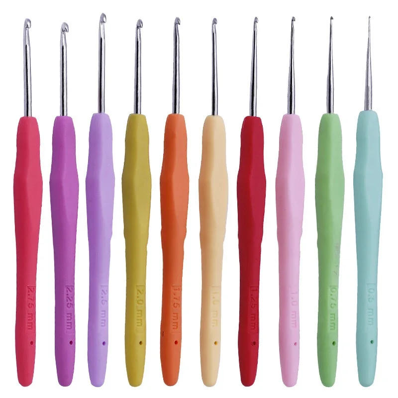 Description Picture 3 of item10PCS Knitting Needles 0.5-2.75mm Rubber Handle Crochet Hooks Yarn Crochet Needle Weaving Crochet Hooks Set DIY Craft Tools