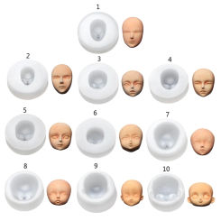 448B Baby Shower Fondant Cake Mould Clay Soap Resin Chocolate Mold Dolls Head Face Mould, Silicone  Baby Head Moulds