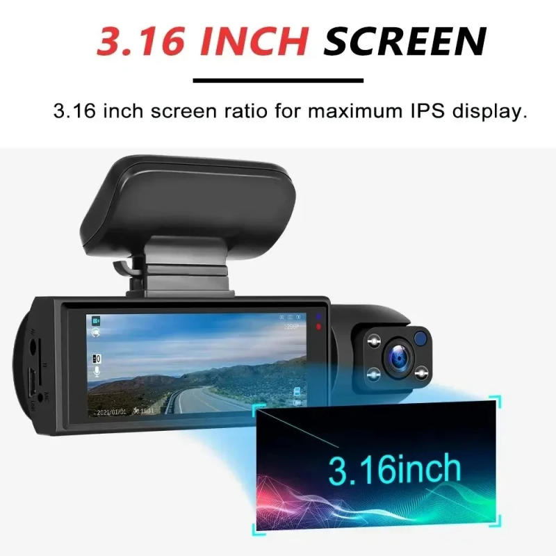 Description Picture 3 of itemCar DVR Wide-angle 2-record High-definition Night Vision 1080P Driving Recorder Suction Cup 2-lens Car Front and inside Video
