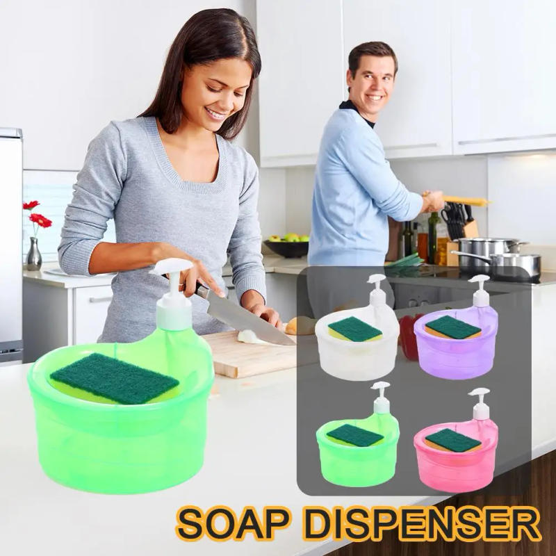 Description Picture 2 of itemSoap DispenserCreative Kitchen Dishwashing Liquid Dispenser Kitchen Dish Soap Dispenser With Sponge Liquid Pump Soap Container