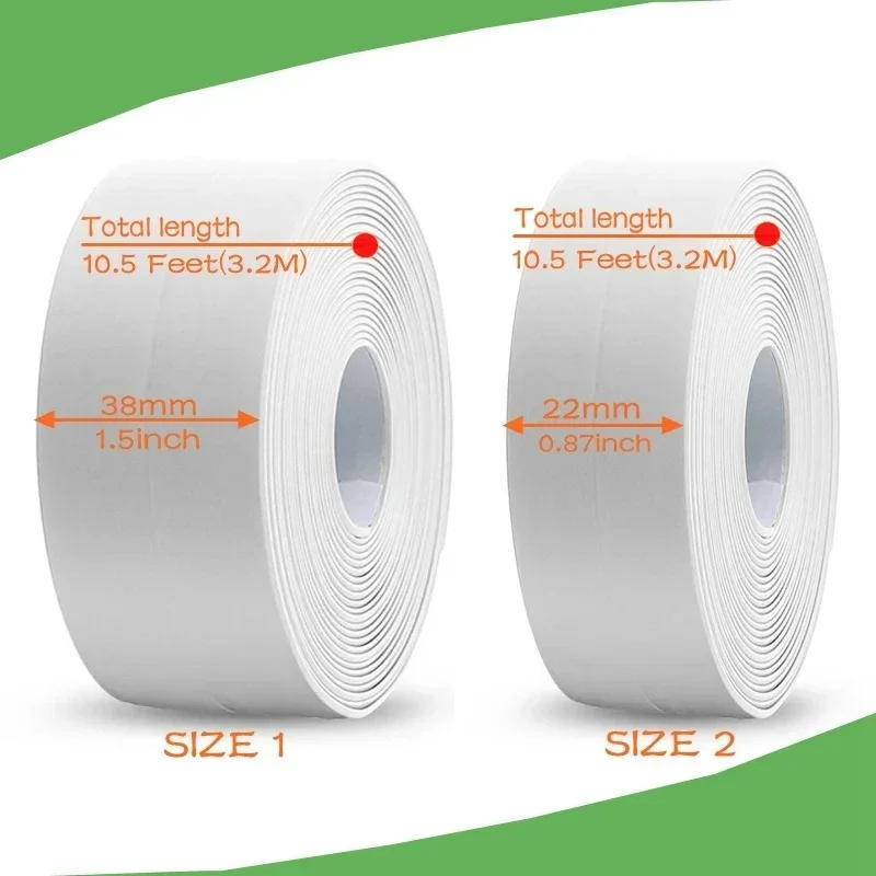 Description Picture 6 of item2/1pc Self-adhesive Sealing Tape PVC Oil-Proof Kitchen Sink Edge Caulk Tape Waterproof Bathroom Toilet Corner Wall Sticker