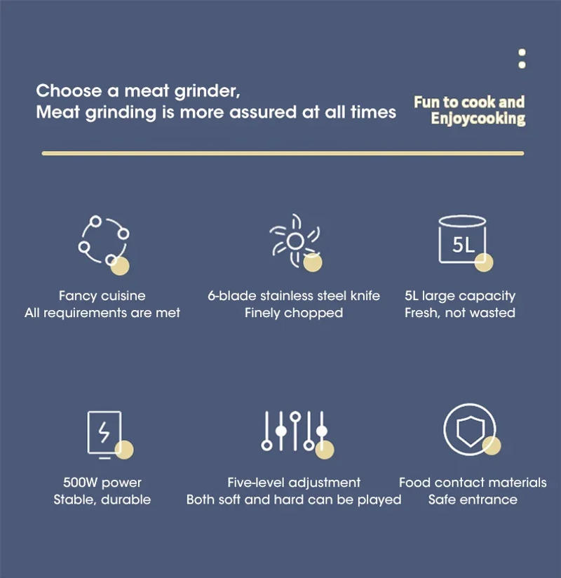 Description Picture 5 of item5L Multifunctional Meat Grinder Machine Household Large Capacity Food Processors 304 Stainless Steel Filling and Meat Grinder