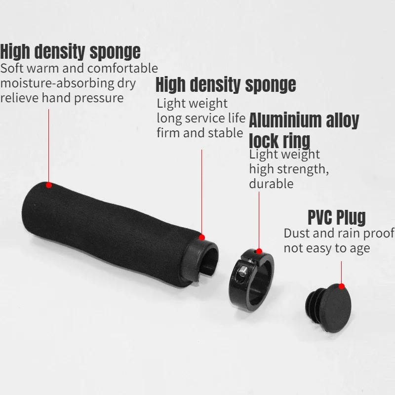 Description Picture 6 of itemSponge MTB Grips Bicycle Cuffs Ultralight Soft Bike Handlebar Cover with Dust Plug Anti Slip MTB Handles Lock on Cycling Parts