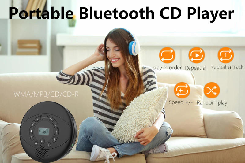 Description Picture 2 of itemPortable CD Player Bluetooth CD Walkman Built in Speakers Rechargeable CD Player  with USB/AUX/Headphone Port